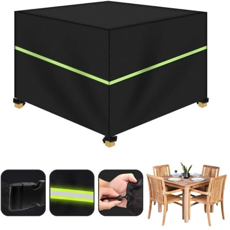 Garden Furniture Waterproof Patio Square Cube Table Cover with Reflective Strips and Tear Resistant 210D Oxford Cloth (125cm x 125cm x 71cm)