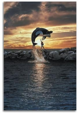 KINGGHYLL Free Willy-Poster, dekoratives Gemälde, Leinwand-Poster, Wandkunst, Wohnzimmer-Dekor, modernes ästhetisches Poster, 20 x 30 cm, ungerahmter Stil