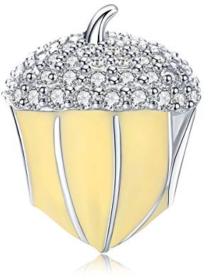Sterling Silber Schmuck, Emaille Tannenzapfen Charm 925 Sterling Silber Original Klare Zirkonia Perlen Modeschmuck Bijoux
