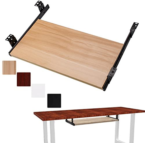 Adjustable Ergonomic Desk Extender with Sliding Keyboard Tray Metal Slide Under Desk Keyboard Platform Supports Keyboard and Mouse Black 70 * 27cm