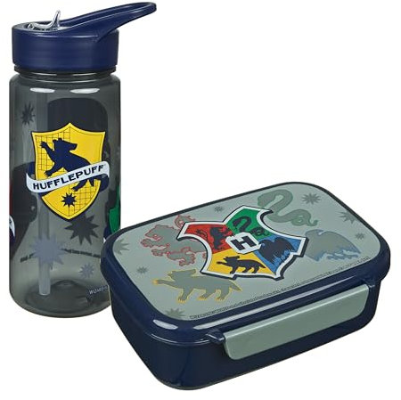 Scooli - Harry Potter Set Cadeau Vaisselle pour Enfants - Set composé d'une boîte à Pain et d'une Gourde - idéal pour l'école ou Le Jardin d'enfants - à partir de 4 Ans - en Plastique - sans BPA