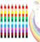 ZORTVUL 8 Stück Stapelbare Wachsmalstifte, 12 Farben Baustein Buntstifte, Sicherheit Und Ungiftig Regenbogen Stift Ideal Kleine Geschenke Als Mitgebsel Kindergeburtstag