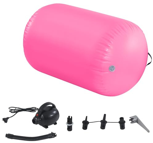 BSTSEL Gymnastics Air Tumbling Roller Mat 60/75/90cm Inflatable Air Gymnastics Training Mats Gymnastics Tracks for Home/School/Training with Pump (Pink, 100 * 90cm)