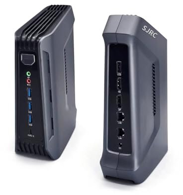 SJRC Mini Gaming PC Core Ultra 5 125H, USB C 40 Gbps, DDR5 8GB RAM 256GB SSD, AI Micro Desktop Computer, HD2.0, DP 2.1, 2 x RJ45 i226V 2.5GbE LAN, WiFi6 + BT5.2, Win/Linux Support