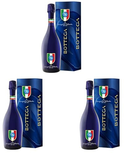 Bottega Prosecco DOC Ufficiale SSC Napoli Edizione Limitata Scudetto Serie A con Astuccio - 750ml (Confezione da 3)