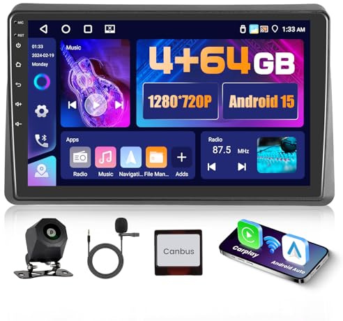 Hikity 4+64G 10.1 Android Autoradio für Renault Master 2019-2022 | IPS Touchscreen Wireless Carplay Autoradio 2 DIN GPS Navi Bluetooth 5.0 5G WiFi FM/RDS Rückfahrkamera Lenkradsteuerung 4+64G