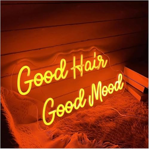 Lazmira Enseigne au néon Lettres colorées Intérieur Luminaires Good Hair Good Mood Lamps Large Barber Shop Neron Enseignes
