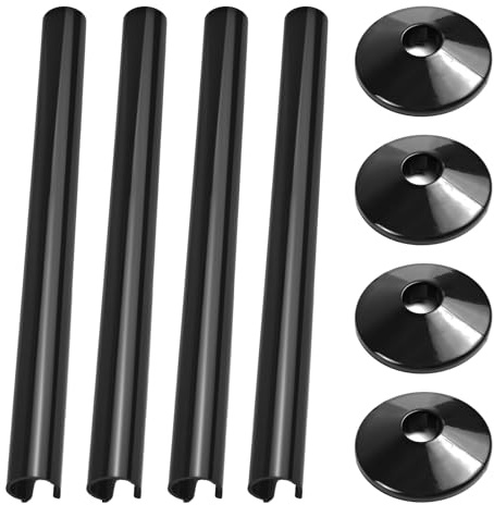 4 Pcs Radiator Pipe Collars Plastic and 4 Pcs Radiator Pipe Covers Set, Radiators Pipes Sleeves, Radiators Pipes Caps Black, 15mm x 200mm, for Professional Home Finishing