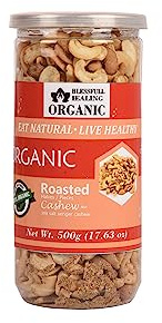 Blessfull Healing Organic Natural, Vegan Sea Salt Vinegar Roasted Halves/Pieces Cashew Nuts Crunchy Kaju 500 Gram
