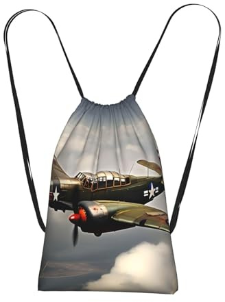 YQxwJL Weltkrieg 2 Flugzeug Flugzeug 2 Standard-Skala 2_00x Druck Kordelzug Rucksack Faltbare Kordelzugtasche Große Kapazität Turnbeutel Track Bag für Damen Herren