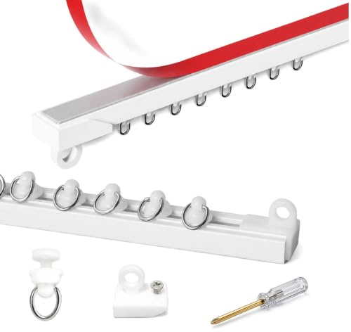 4 Stück Selbstklebende Vorhangschiene 0.4m, Flexibel, ABS, Ohne Bohren | ABS-Kunststoff, für Decke/Wand und Wohnmobil Wohnung Schienensystem