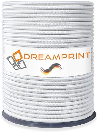 Dreamprint Expanderseil 100m Weiß 8mm Ø - Gummiseil, Planenseil, elastisches Seil für Innen & Außen - Wetterfest & Reißfest - Ideal für Ladungssicherung, Planenbefestigung, Camping & Outdoor