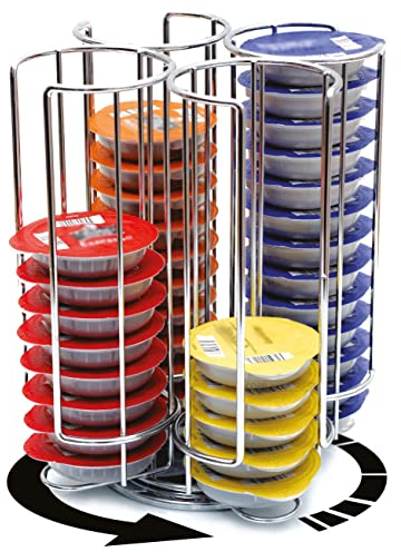 COBB INDUSTRIES® - Valéria CH0012 - Porte Capsules Distributeur Présentoir Rotatif pour 52 Capsules Tassimo Acier chromé