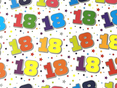 Geburtstagsgeschenkpapier, 2 Bögen, 1 Etikett, zum 18. Geburtstag, SE2607