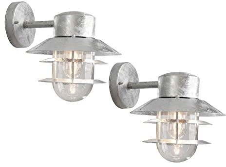 2er-Set Wandleuchten MODENA galvanisierter Stahl, E27-Sockel, Höhe 24 cm, IP44; Konstsmide 7310-320