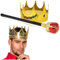 com-four® royales Set mit Zepter und Krone für König und Königinnen Kostüm für Fasching, Karneval und Halloween (Krone Zepter 2 Teilig)