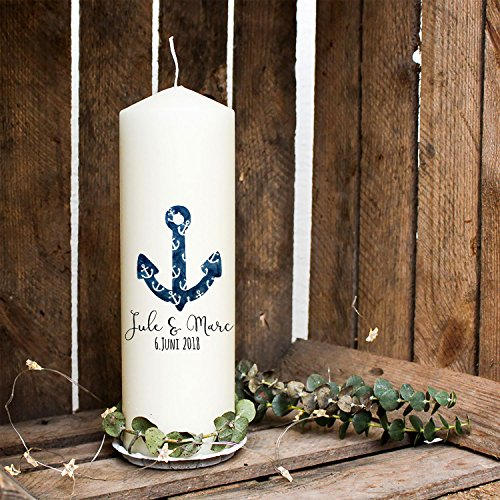 Hochzeitskerze Kerze zur Hochzeit Trauung Traukerze mit Anker Wunschnamen & Datum wk9 ilka parey wandtattoo-welt®