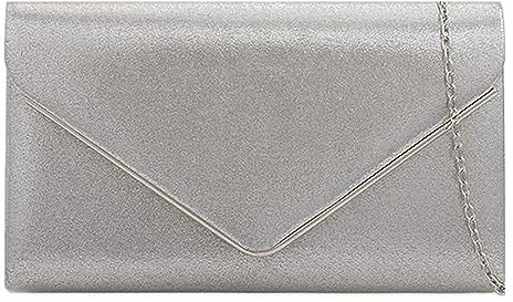 LeahWard Women's Clutch Bag Wedding Evening Handbags Suede Night Out Purse 1616 (Silver)