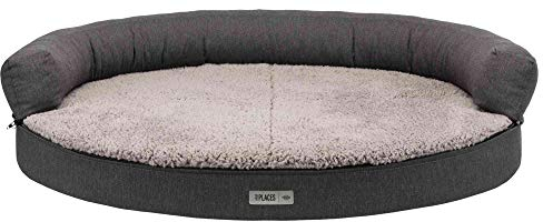 TRIXIE orthopädisches Hundesofa Vital Sofa Bendson, oval, 75 × 60 cm, dunkelgrau/hellgrau- 38271