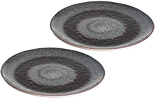Leonardo Matera Keramik-Teller 2-er Set, spülmaschinengeeignete Speise-Teller, Essteller mit Glasur, 2 runde Steingut-Teller grau, Ø 22,5 cm, 026998