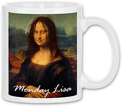 wowshirt Tasse Morning Lisa Mona Lisa Kater Büro Job Arbeit Mitarbeiter Montag Kollege, Farbe:White - White