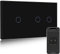 BSEED Interruptor de Pared WIFI,Interruptor Inteligente 2 Gang 1 Via +1 Gang 1 Via,Compatible con Alexa,Google Home,Control de APP y Función de Temporizador,Pantalla Táctil Nergo【Se necesita Neutro】