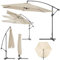 TecTake® Garden Cantilever Parasol, Ø 350 cm Diameter with Adjustable Tilt, Enhanced Stability with Wind Holes, UV-Protection, Incl. Protective Cover, Ideal for Garden, Terrace, and Balcony - Beige