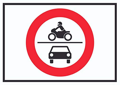 HB-Druck Durchfahrt verboten Krad und PKW Symbol Schild A4 Rückseite selbstklebend