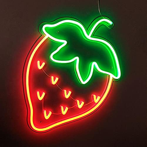 Luces de letreros de neón LED Signo de la pared Decoración de la pared Arte Letreros de neón para niños Dormitorio, Restaurantes, Bares, Comida rápida, Picnic Fiestas-fresa