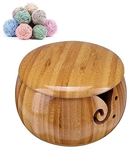 Garn Schüssel, Garnschale, Handgemachte Garnschale, Handgefertigte Wollschale, Bambus Garn Schüssel, zur Aufbewahrung von Haushaltsstrickgarn Verwendet, Holzfarbe