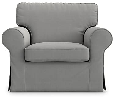 MASTERS OF COVERS Ersatz-Sesselbezug für IKEA Ektorp, Sesselüberwurf, Sesselhusse für Ektorp, Ektorp Sessel Bezug, Ektorp Hussen, 104 cm x 88 cm x 88 cm (Grau, Baumwolle)