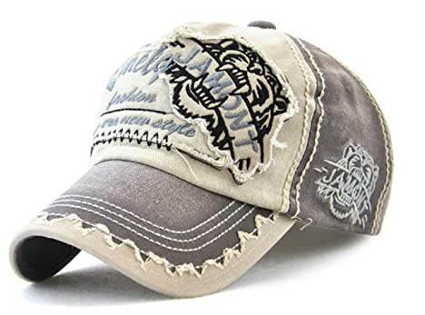 CHENNUO Vintage Basecap Distressed Snapback Caps Trucker Hat Baumwolle Baseball Cap Freizeit Outdoor Kappe Unisex (Grau-3)