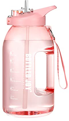 Glaxcidy 2 en 1 Gourde Sport Avec Paille et couvercle, 2,5L BOTTLED JOY Bouteille D'eau avec Marqueur de Temps pour Mesurer la Consommation D'eau Quotidienne, Sans BPA Water bottle pour Sport
