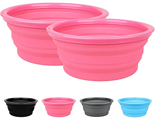 big buddy® 2x Gamelle pliable en silicone | Gamelle de voyage 1L pour chiens et chats | Gamelle pliable, gamelle pour chien, gamelle à eau (Rose)