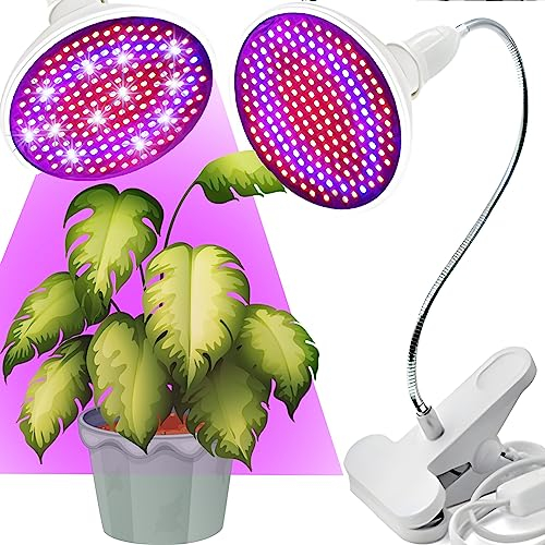 Retoo Pflanzenlampe LED, Pflanzenlicht für Zimmerpflanzen, Gartenarbeit, Bonsai, Gemüse, Pflanzenwachstumslampe mit Clip, Vollspektrum Pflanzenleuchte, Grow Light, Pflanzen Leuchte 20W 200LED