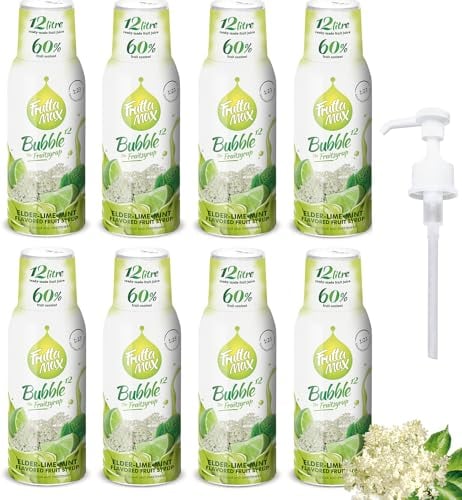Sirop FruttaMax Fleur de Sureau | Moins de sucre | 60% de concentré de fruits réels | Compatible avec machine à soda 8 x 500 ml