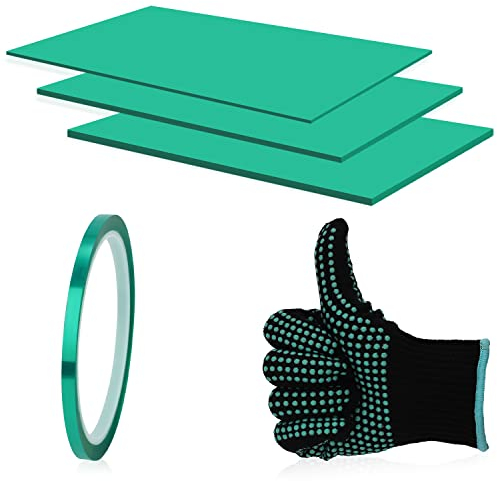 SAVITA 3pcs Silicone Mug Wrap, Sublimation Wrap en Silicone en 3 Épaisseurs avec Ruban et Gant Résistants à la Chaleur Compatibles avec la Presse à Mug Cricut (Vert)