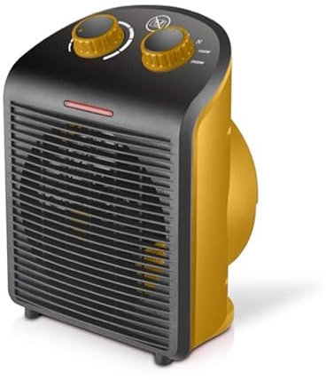 Virsus Termoventilatore Hermes portatile 1000-2000 watt 3632, misura 19x13x25 cm, basso consumo, 2 livelli di potenza, scaldino elettrico scaldabagno con funzione Caldo e Freddo, Vari Colori (giallo)
