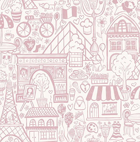 Oui Paris Pink Peel & Stick Wallpaper