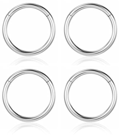 ARHZ 4 Stück Runde Ohrringe Nasenringe Piercings Nasenringe Spiralpiercings Edelstahl Creolen Kleine Knorpel Creolen Nasenlippenringe für Männer und Frauen