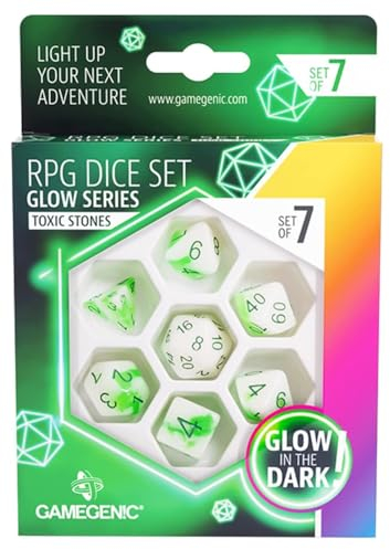 Gamegenic, Glow Series - Toxic Stones - RPG Dice Set