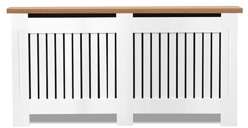 Radiator Cover Extra Large, Radiator Cover, Vertical Slatted Modern Radiator Covers MDF Wood Cabinet Shelf Heating Covers For Living Room, Hallway (19D x 172W x 83.2H CM)