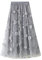Tüllrock Damen Lang Rock Elegant Vintage Blume Stickerei Elastisch High Waist A Linie Swing Midi Sommer Faltenrock Plisseerock Winterrock Maxirock Frauen Festlich Fee Tutu Röcke Grau Blume L
