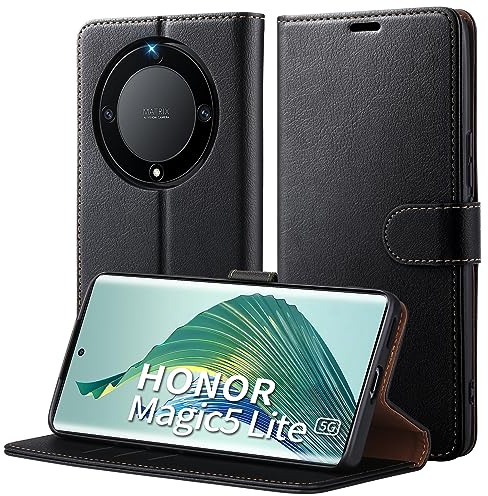 Focusor Cover a Libro honor Magic 5 Lite 5G / honor X9a, Custodia in Pelle Magnetica Portafoglio, Custodia Pelle Sintetica TPU Antiurto, Funzione Supporto Slot Schede per Magic 5 Lite / X9a, Nero