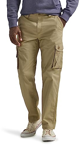 Lee Men's Wyoming Relaxed Fit Cargo Pant, KC Khaki Ripstop, 36W x 32L