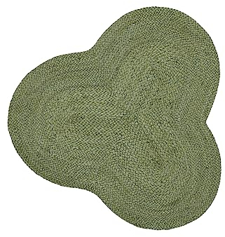 carpetfine Juteteppich Alia Sonderform Grün 120x120 cm handgewebt aus Jute | Moderner Naturteppich Uni im Boho - Style Teppich Oval für Wohnzimmer, Schlafzimmer und Küche