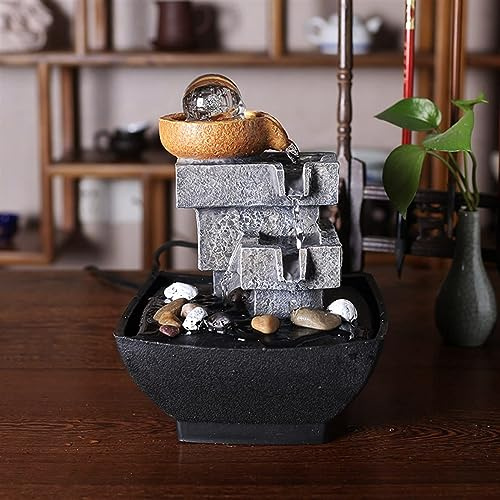 SaCLi fontanella Zen a Batteria fontanella Zen da esternoFontana da Tavolo Fontana da Tavolo Ornamento Feng Shui Fontana da Tavolo a Cascata a LED per Interni Waterscape