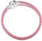 LSxAB Women Heart Clasp Pink Leather Moments Slider Charms Bracelets Compatible With Pandora Charms European Bead for Jewellery Making 17cm