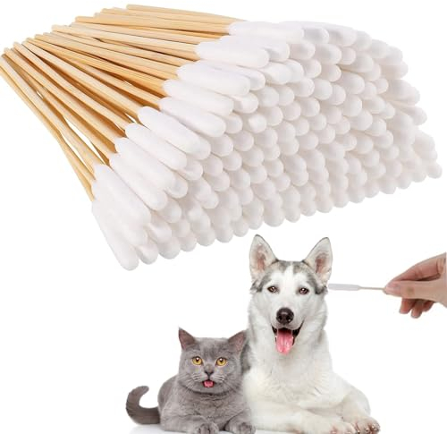 KARELLS 200 Pièces Coton Tige Chien, Cotons-Tiges pour Nettoyage des Oreilles de Chien, Cotons Tiges for Pets, Long Coton Tige Animaux, Coton Tige pour Chien, Coton Tiges Chien et Chat, Coton Tige