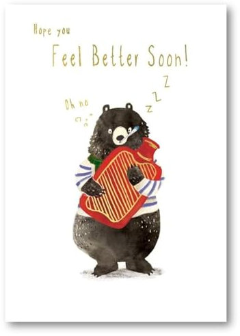 Abacus Cards Get Well Card - Bear and Hot Water Bottle Embossed with a Foil Finish - Eco-Friendly and Recyclable
